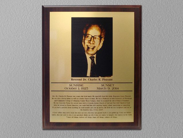 Laser Etched Aluminum on Cherry Wood Plaque