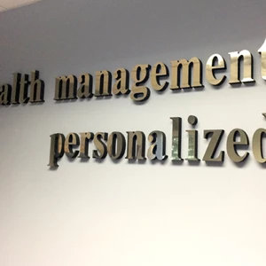 Dimensional Foam Letters With Brushed Gold Metal Laminate