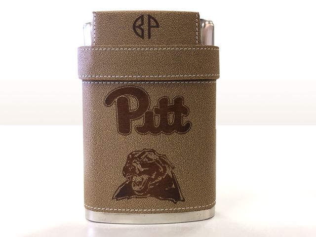 Laser Engraved Leather Stainless Steel Flask