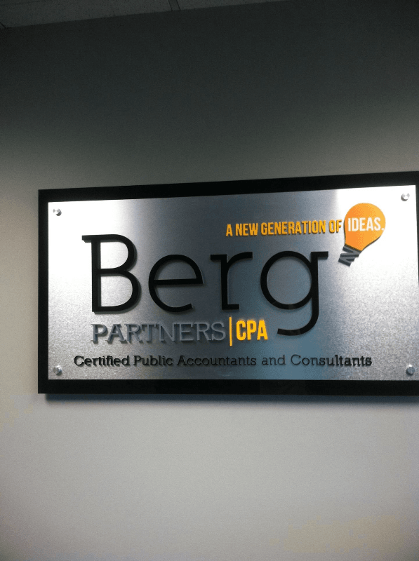 Custom Lobby Sign for Berg Partners