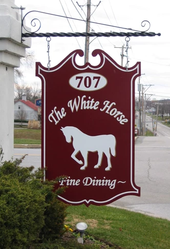 Sandblasted Sign for The White Horse Inn in Baltimore, KS