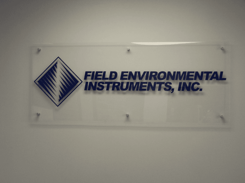 FEI Inc. Acrylic Signage With Stainless Steel Wall Stand-Offs
