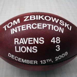 Tom Zbikowski Interception Game Ball (vs Lions)