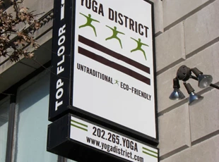 Lightbox Blade Sign for Yoga District in Washington, DC