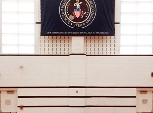 Dye Sub Fabric Banner Hanging in High School Gym