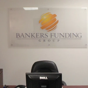 Reverse Printed Clear Acrylic with Silver Standoffs for Bankers Funding Group