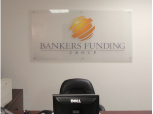 Reverse Printed Clear Acrylic with Silver Standoffs for Bankers Funding Group