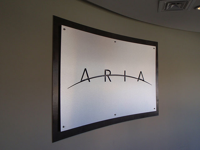 Brushed Silver Layered Lobby Logo for Aria by Rockville, MD