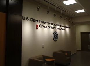 Aluminum Dimensional Lettering Lobby Logo for US Department of Health and Human Services in Washington DC