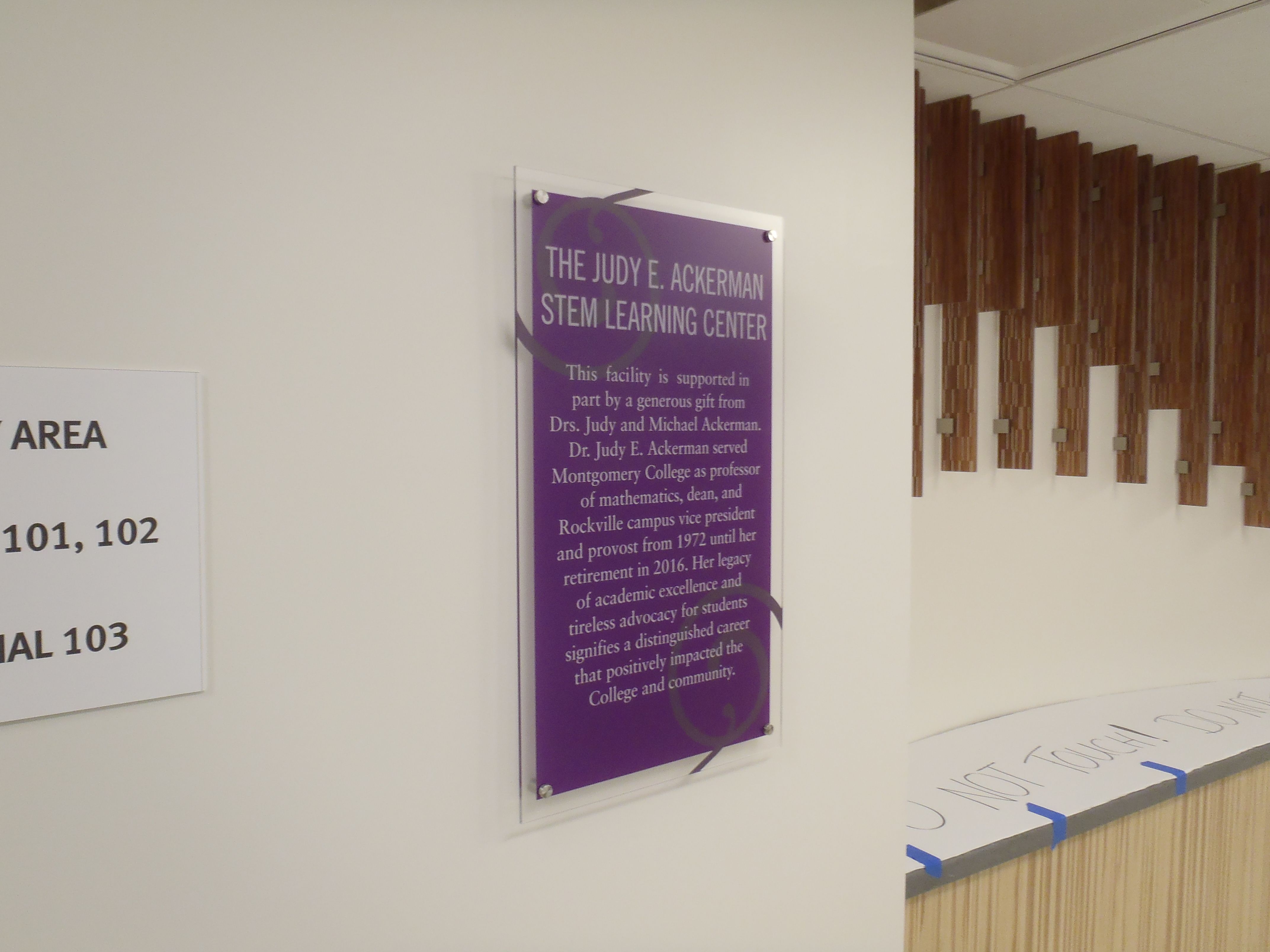 Acrylic with standoffs for Montgomery College in Germantown, MD 