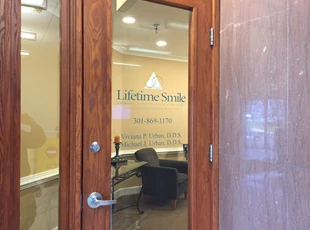 Vinyl Lettering on Glass door for Lifetime Smiles in Gaithersburg, MD 