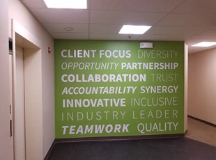 Wall graphics for Hess Construction in Gaithersburg, MD 
