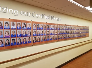 Dedication Wall for Certified Nurses at Adventist Hospital - Shady Grove