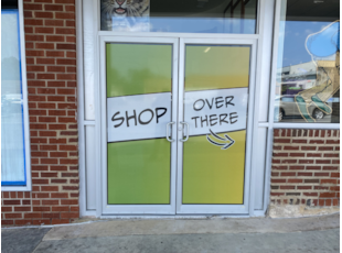 Custom Printed perforated window vinyl install