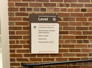 Custom wall mounted dimensional directional sign