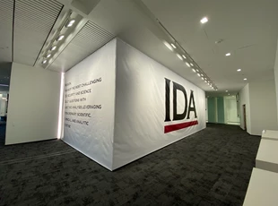 Custom print and installed large format vinyl banner, interior wall wrap