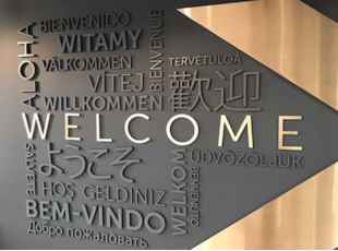 Dimensional lettering custom lobby welcome sign