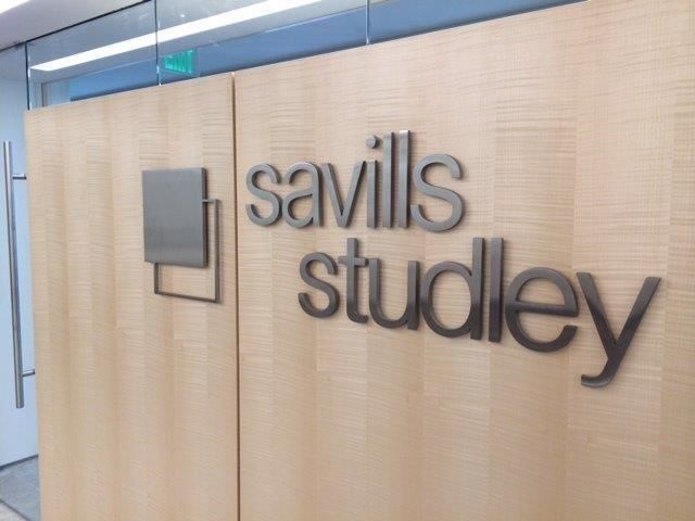 Indoor Flat Cut Metal Dimensional Lettering for Savills Studley