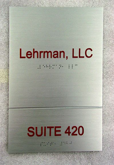 Brushed Silver Metal Suite Sign with Raised Text