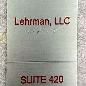 Brushed Silver Metal Suite Sign with Raised Text
