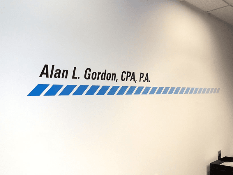 Alan Gordon CPA Vinyl Lettering