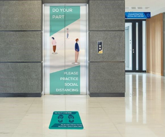 covid 19 elevator and floor decal social distancing