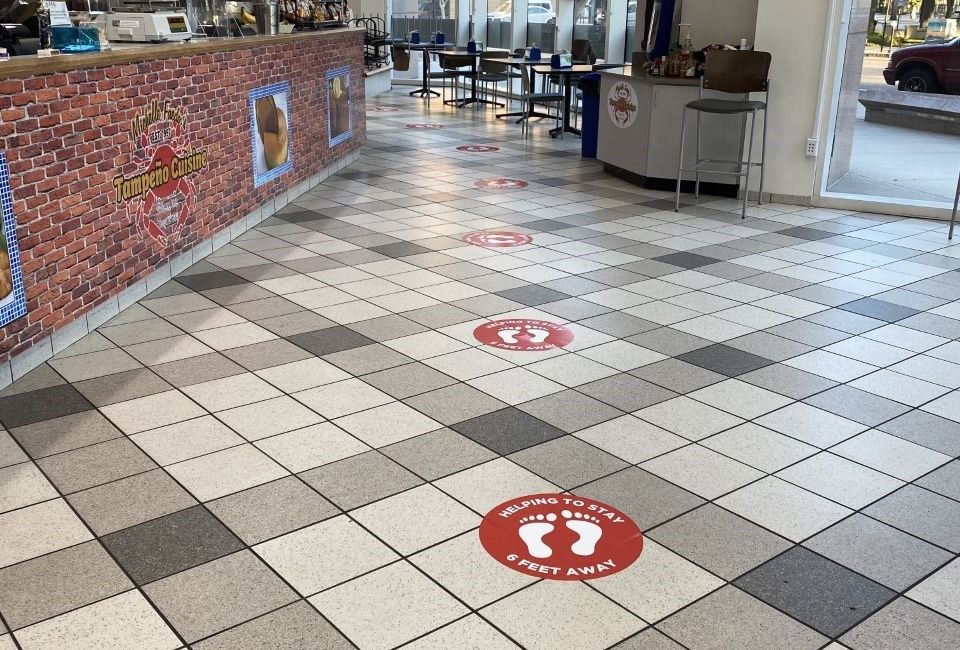 social distancing signs and graphics floor stickers and decals