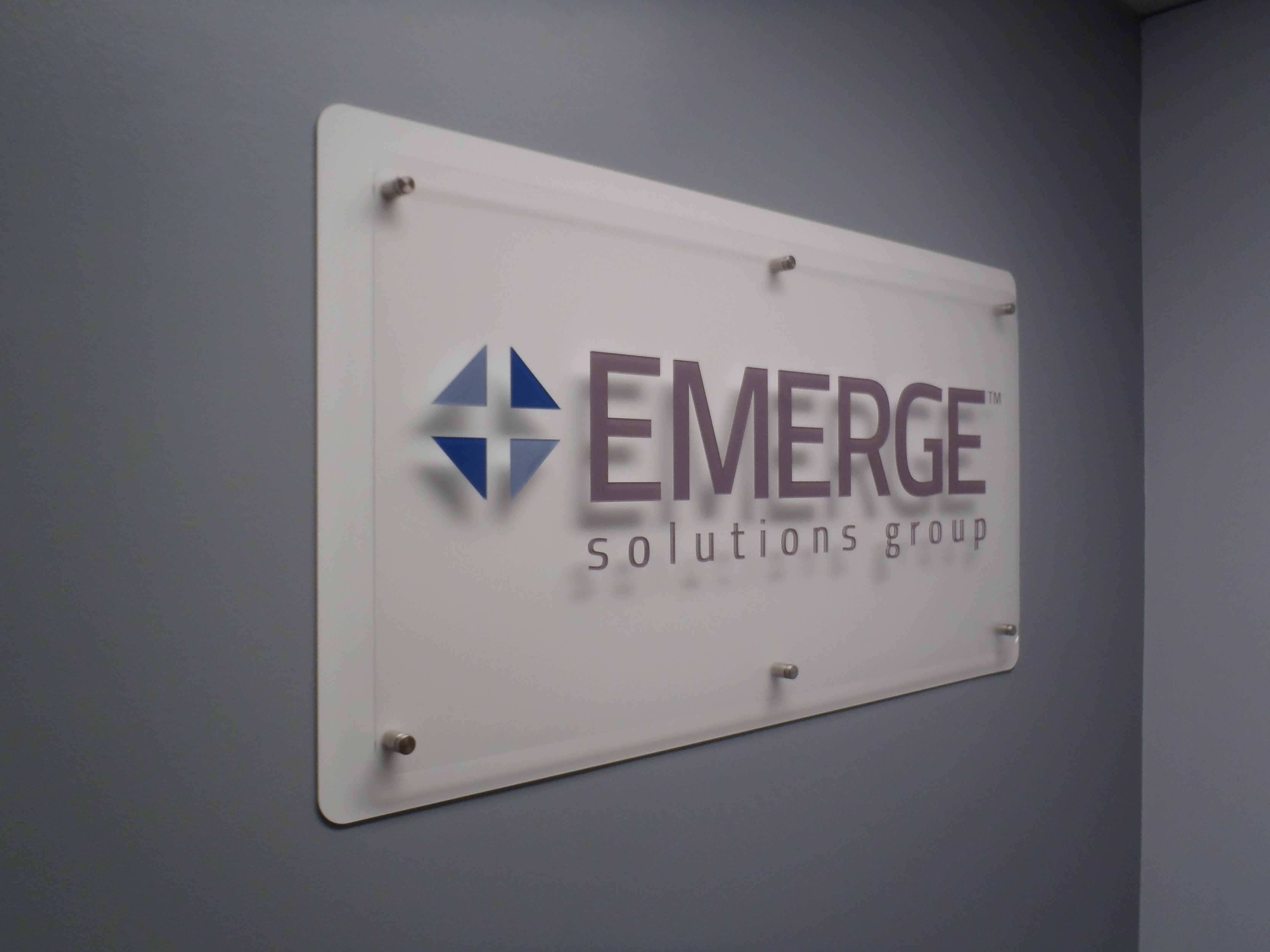 custom sign with standoffs mounted to panel 3d sign