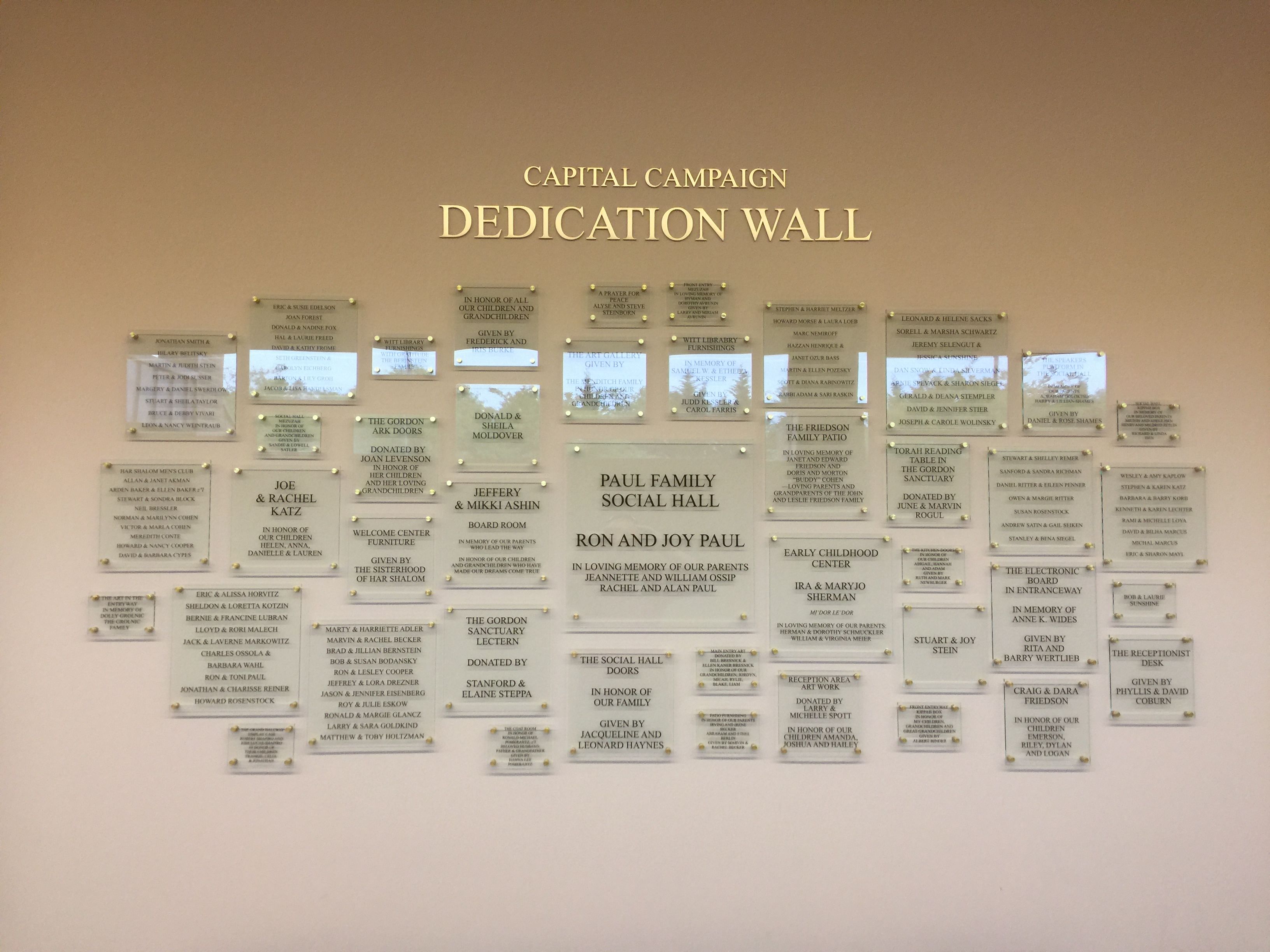 memorial sign recognition appreciation sign mounted panels