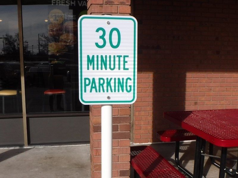 limited parking reflective post and panel metal street parking sign
