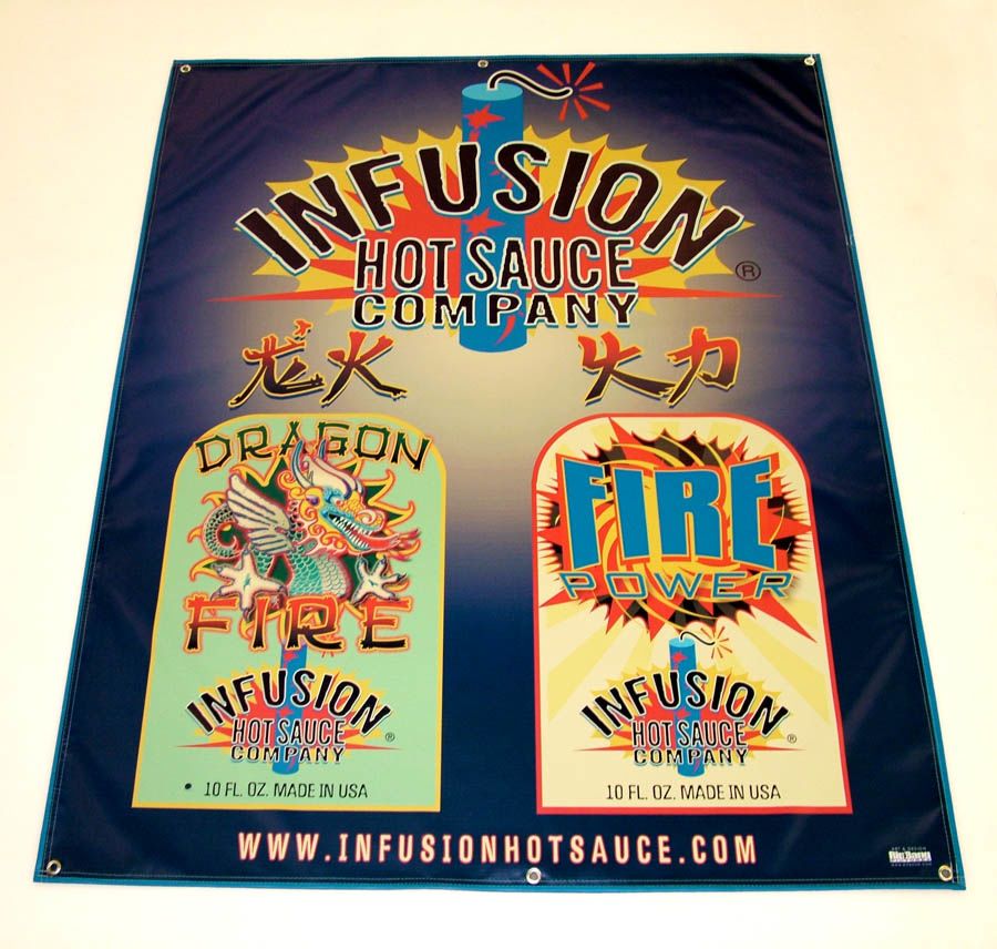 Custom full color print vinyl hemmed banner with grommets