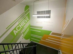 custom wall graphic wall wrap in stairwell