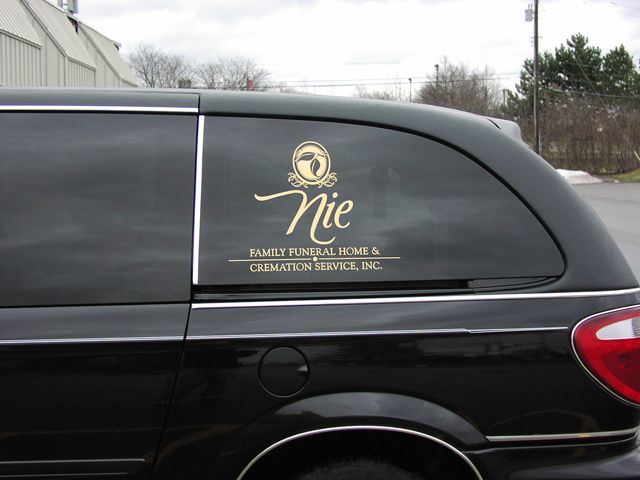 Nie Funeral Home Metallic Gold Window Lettering