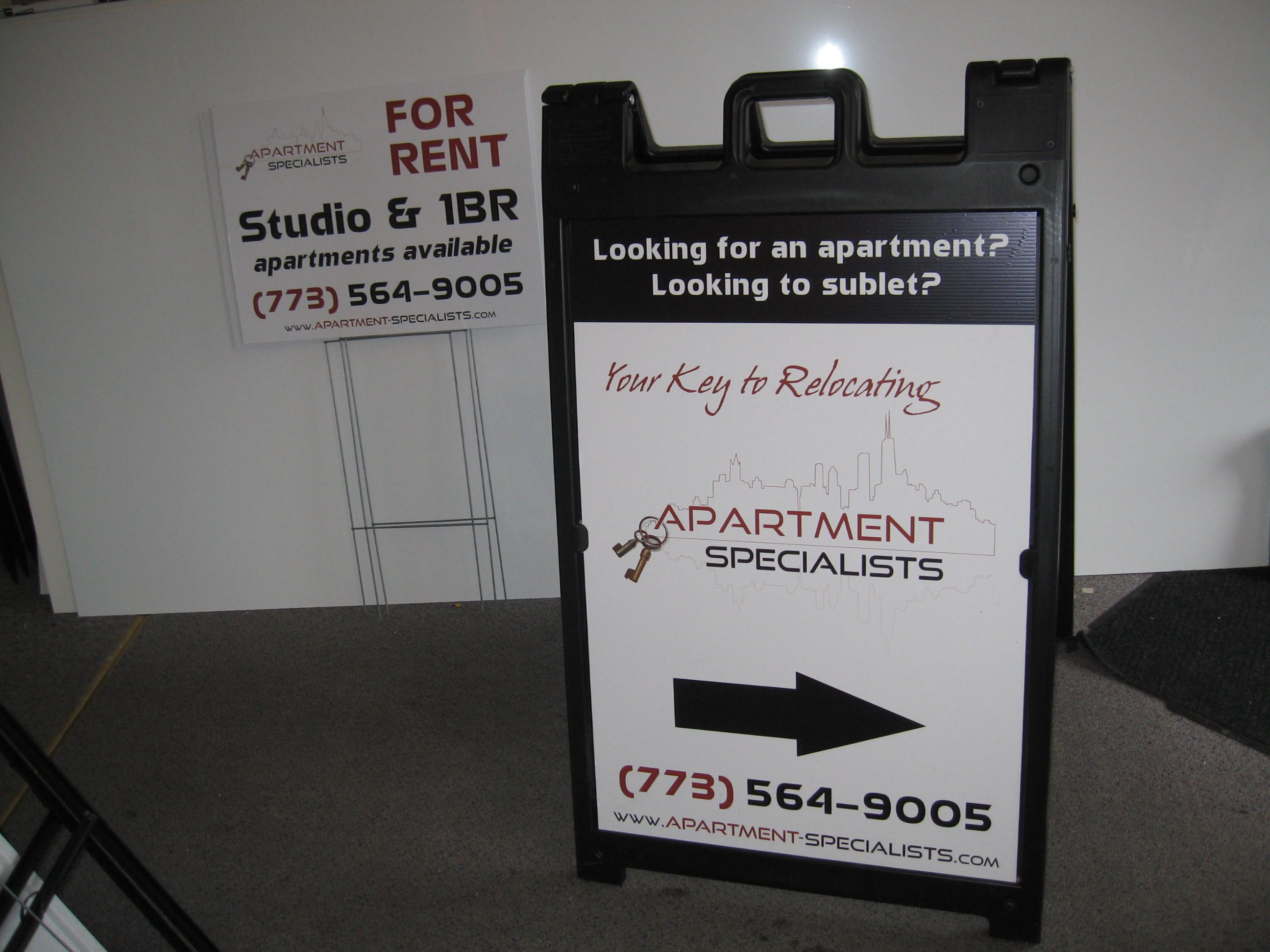 Real estate signage for Apartment Specialists