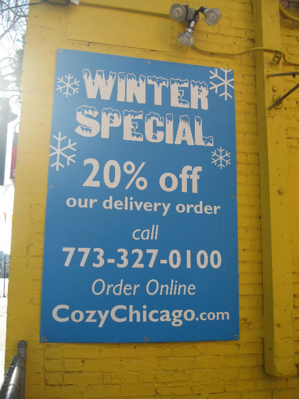 White Vinyl on Light Blue Corrugated Plastic