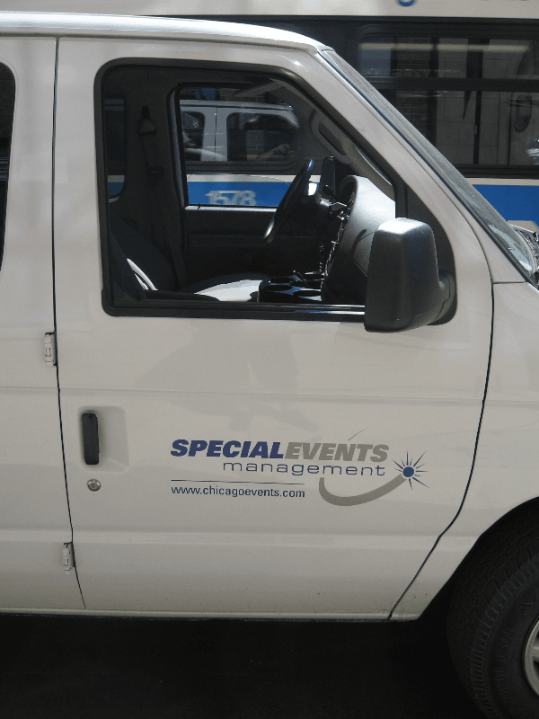 Lettering put on a vehicle