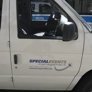 Lettering put on a vehicle