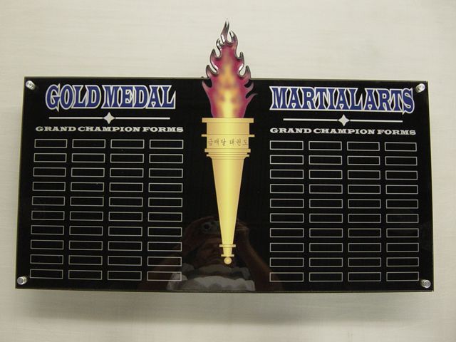 Digital and vinyl graphics, routed and flame polished.