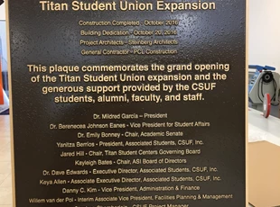 Cast Bronze Plaque - Cal State Fullerton Student Union