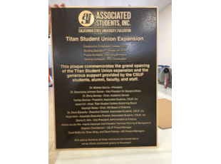 Cast Bronze Plaque - Cal State Fullerton Student Union