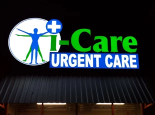dimensional lettering, logo, illuminated, light, urgent care, icare, murrieta, signs by tomorrow, murrieta, inland valley, southern california