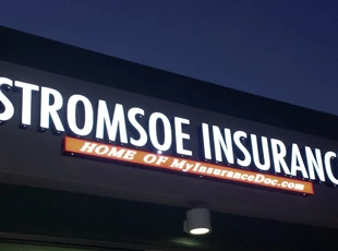 dimensional lettering, logo, illuminated, light, stromsoe insurance, murrieta, signs by tomorrow, temecula, inland valley, southern california
