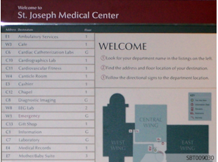 Hospital Interior Directory Sign