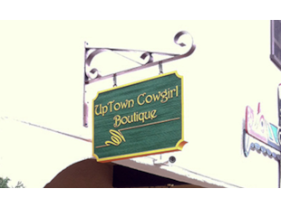 routed and sandblasted sign, uptown cowgirl boutique, dimensional letters, temecula, signs by tomorrow, murrieta, inland valley, southern california