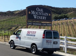post and panel sign, signs by tomorrow, murrieta, inland valley, southern california, oak mountain winery, temecula