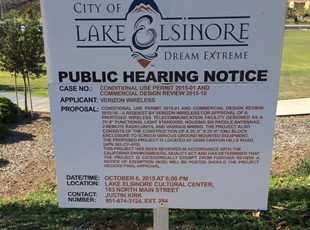 Lake Elsinore Public Hearing Sign