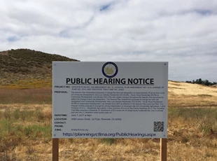 Riverside County Public Hearing Sign