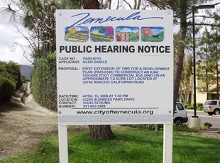 Temecula Public Hearing Sign