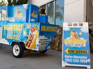 aframe, signage, signs by tomorrow, inland valley, southern california, murrieta, heavenly hot dogs, winchester