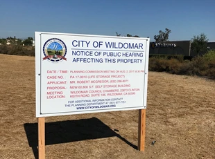 Wildomar Public Hearing Sign